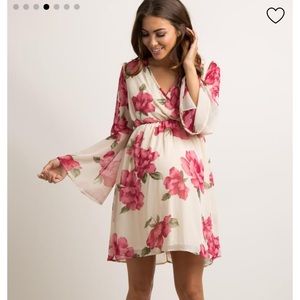 PinkBlush Ivory Floral Chiffon Maternity Dress
